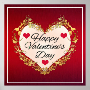 Poster Forme cardiaque Heureuse Sainte-Valentin-47949