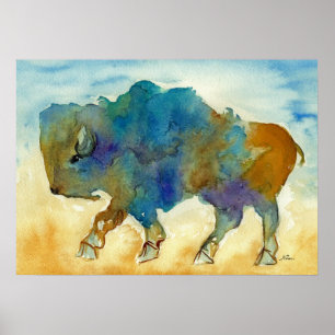 Poster Forme d'art stylisé Western Buffalo