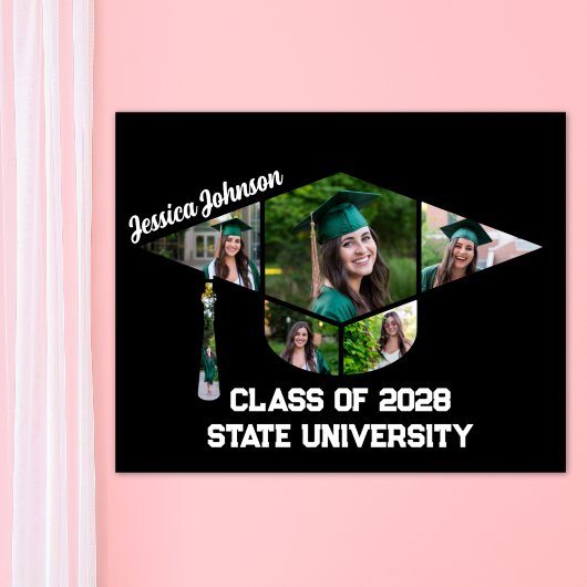 Poster Forme de capuchon de graduation noire moderne Coll