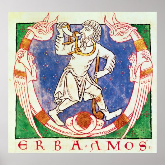 Poster Forme de deux créatures ailées avec entrelacs (Devant)