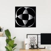 Poster forme de fleur abstraite gris noir (Bureau à domicile)