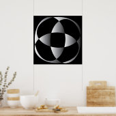Poster forme de fleur abstraite gris noir (Cuisine)