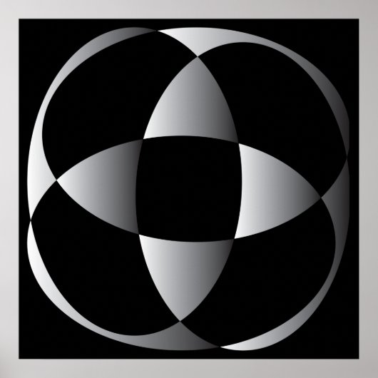 Poster forme de fleur abstraite gris noir (Devant)
