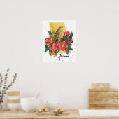 Poster Forme de l'Alabama Fleur de Camélia Yellowhammer (Cuisine)