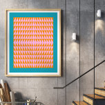Poster Forme géométrique Motif rose orange turquoise<br><div class="desc">Un design graphique motif triangulaire coloré et amusant,  aux couleurs vives,  bleu turquoise,  orange et rose.</div>