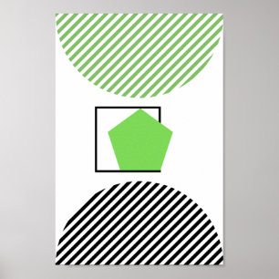 Poster Forme Verte Et Noire Sur Arrière - plan Blanc Abst
