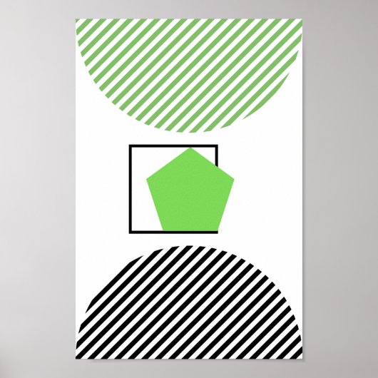 Poster Forme Verte Et Noire Sur Arrière - plan Blanc Abst (Devant)