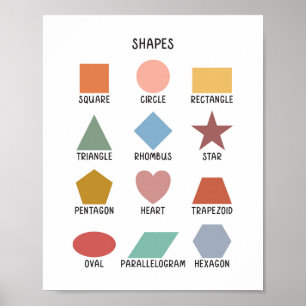 Poster Formes 2 Dimensions Coloré Minimaliste Éducatif