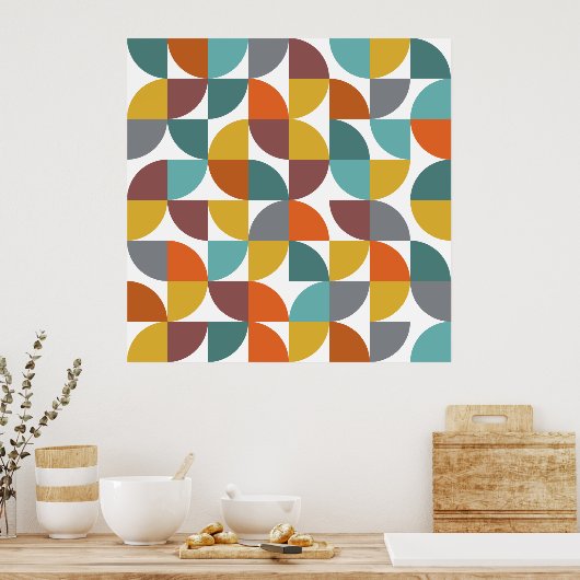 Poster Formes à tarte Turquoise Moderne Du Milieu Du Sièc (Cuisine)