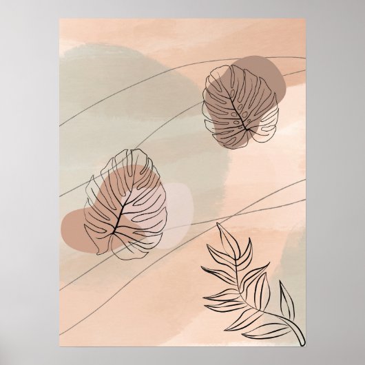 Poster Formes Abstraites Boho Style Foliage Conception fe (Devant)