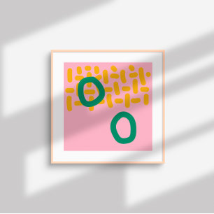 Poster Formes Abstraites contemporaines - vert rose jaune