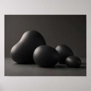 Poster Formes Abstraites Minimalistes Organiques Noir Mat