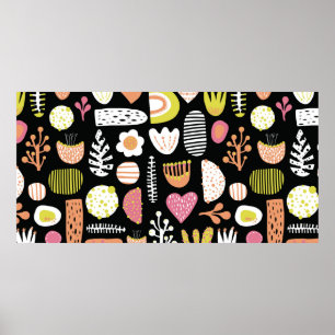 Poster Formes abstraites sans couture coloré vintage enfa