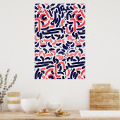 Poster Formes acryliques bleues et oranges artistiques (Cuisine)