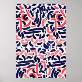 Poster Formes acryliques bleues et oranges artistiques (Devant)