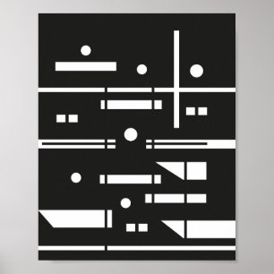 Poster Formes blanches sur fond noir