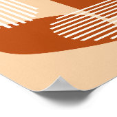 Poster Formes brunes et lignes blanches sur un fond beige (Coin)