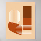 Poster Formes brunes et lignes blanches sur un fond beige (Devant)