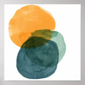 Poster Formes d'aquarelle Abstraite Turquoise esthétique  (Devant)