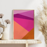 Poster Formes de bloc de couleur géométrique en Magenta v<br><div class="desc">Blocage de couleur géométrique vibreux et audacieux avec des lignes diagonales et des triangles en magenta,  violet,  ambre,  pêche et orange,  personnalisées avec votre nom.</div>