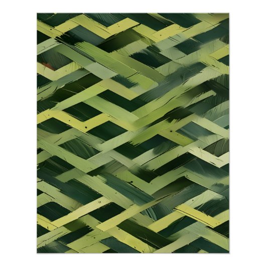 Poster Formes de chevauchement géométrique vert (Devant)