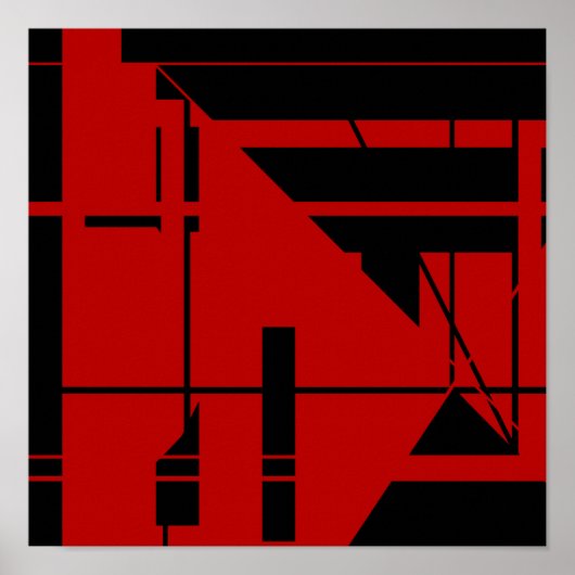 Poster Formes de lignes noires sur l'Abstrait géométrique (Devant)