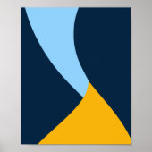 Poster Formes de vague jaune et bleu (Devant)