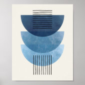 Poster Formes du milieu du siècle BLUE moderne abstrait (Devant)