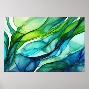 Poster Formes en vert et bleu