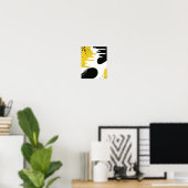 Poster Formes fluides noires, blanches et jaunes (Bureau à domicile)