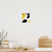 Poster Formes fluides noires, blanches et jaunes (Cuisine)