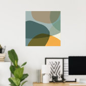 Poster Formes géométriques Abstraites Boho bleu et jaune (Bureau à domicile)