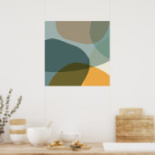 Poster Formes géométriques Abstraites Boho bleu et jaune (Cuisine)
