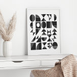 Poster Formes géométriques Abstraites modernes | Noir et<br><div class="desc">Ce motif moderne minimaliste en noir et blanc intemporel présente des formes géométriques abstraites et des lignes organiques qui traversent chaque motif.</div>