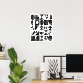 Poster Formes géométriques Abstraites modernes | Noir et  (Bureau à domicile)