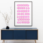 Poster Formes géométriques contemporaines roses mignonnes<br><div class="desc">Une affiche de design géométrique ludique et brillante de demi-cercles en rose.</div>