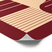 Poster Formes Géométriques Minimalistes sur Fond Rouge Fo (Coin)