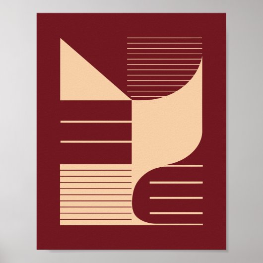 Poster Formes Géométriques Minimalistes sur Fond Rouge Fo (Devant)