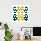 Poster Formes géométriques modernes Art en bleu et jaune (Bureau à domicile)