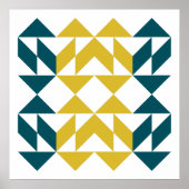 Poster Formes géométriques modernes Art en bleu et jaune (Devant)