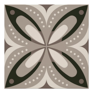Poster Formes géométriques rétro beige et marron