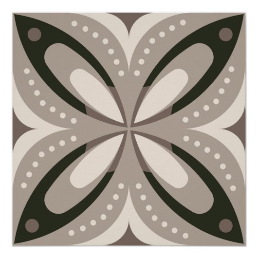 Poster Formes géométriques rétro beige et marron (Devant)