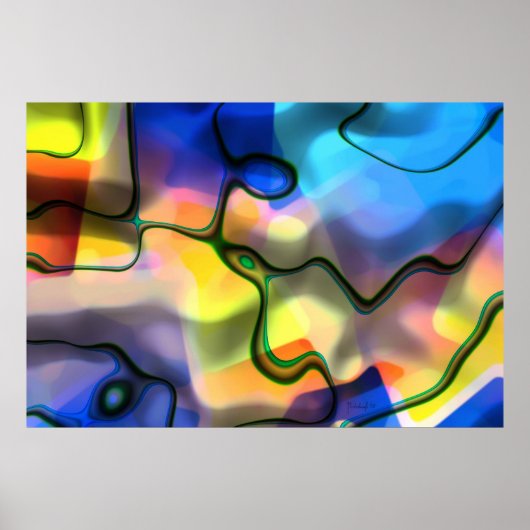 Poster Formes liquides - art abstrait coloré (Devant)