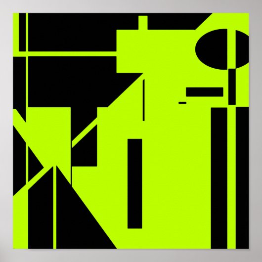 Poster Formes noires sur citron vert Abstrait MCM Look Ar (Devant)