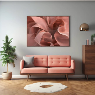 Poster Formes ondulées contemporaines Terracotta rose