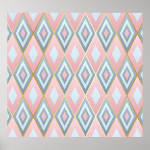 Poster Formes rhombus vérifiées, motif géométrique.