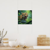 Poster Formidable Léopard Roaring Peinture Faune (Cuisine)