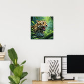 Poster Formidable Léopard Roaring Peinture Faune (Bureau à domicile)