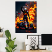 Poster Formula One Racing Champion Celebration with Fire  (Bureau à domicile)