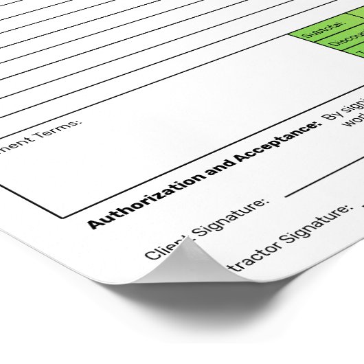 Poster Formulaire de proposition de devis d'estimation po (Coin)